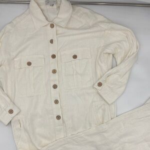 Willow Spread Collar Linen-Blend Jumpsuit